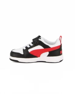 PUMA - SNEAKERS KIDS REBOUND V6 LO AC+TD BIANCA CON DETTAGLI ROSSI E NERI DAL 20 AL 27, 397420-04