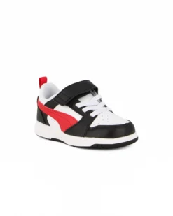 PUMA - SNEAKERS KIDS REBOUND V6 LO AC+TD BIANCA CON DETTAGLI ROSSI E NERI DAL 20 AL 27, 397420-04