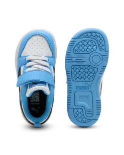PUMA - SNEAKERS KIDS REBOUND V6 LO AC+TD CELESTI CON DETTAGLI NERI E BIANCHI DAL 20 AL 27, 397420-34
