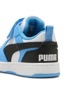 PUMA - SNEAKERS KIDS REBOUND V6 LO AC+TD CELESTI CON DETTAGLI NERI E BIANCHI DAL 20 AL 27, 397420-34
