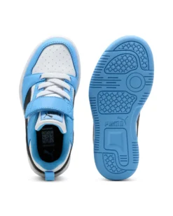 PUMA -  SNEAKERS KIDS REBOUND V6 LO CELESTE CON DETTAGLI NERI E BIANCHI DAL 28 AL 35,  397419-34