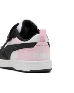 PUMA - SNEAKERS KIDS REBOUND V6 LO AC+TD BIANCHE CON DETTAGLI NERI E ROSA DAL 20 AL 27, 397420-37