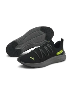 PUMA SOFTRIDE ONE4ALL - Scarpa da running nera e verde lime da uomo in mesh traspirante