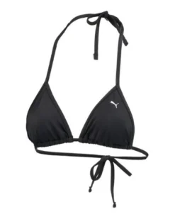PUMA - Top bikini triangolo nero con logo bianco
