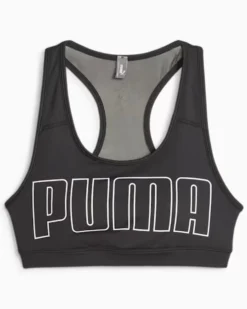 PUMA - Top imbottito nero in tessuto traspirante con logo bianco