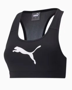 PUMA - Top nero in tessuto traspirante con logo nero