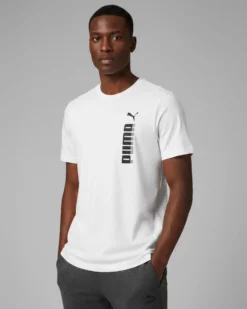 PUMA - T-SHIRT BIANCA  ESSENTIAL BIG GRAPHIC TEE  DA UOMO, 694939-02