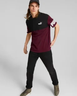 PUMA - T-SHIRT BORDEAUX E NERA POWER COLORBLOCK TEE   DA UOMO 693576-96