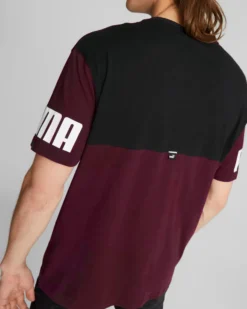 PUMA - T-SHIRT BORDEAUX E NERA POWER COLORBLOCK TEE   DA UOMO 693576-96