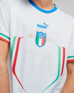 PUMA - T-shirt da calcio bianca in tessuto traspirante Italia