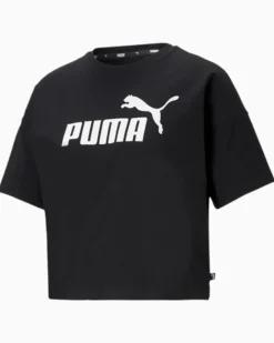 PUMA - T shirt da donna nera relaxed fit con logo bianco