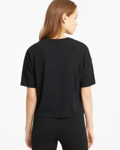PUMA - T shirt da donna nera relaxed fit con logo bianco
