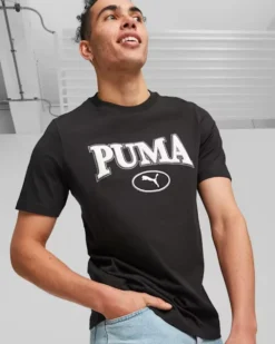 PUMA - T shirt da uomo nera con logo bianco