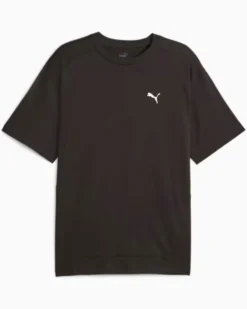 PUMA - T shirt da uomo nera relaxed fit con logo bianco