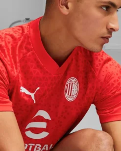 PUMA - T shirt da uomo rossa e bianca in tessuto traspirante Milan