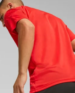 PUMA - T shirt da uomo rossa e bianca in tessuto traspirante Milan
