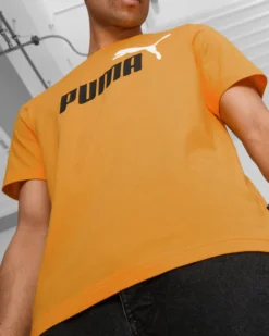 PUMA - T-shirt Essentials 2 gialla da uomo con logo