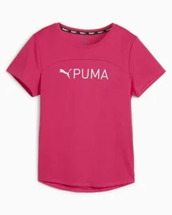 PUMA TSHIRT FIT ULTRAVREATHE TEE - Tshirt fuxia da donna con logo bianco - 52384449