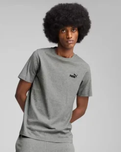 PUMA - T-SHIRT GRIGIA ESSENTIAL CON LOGO PICCOLO N. 1 LOGO DA UOMO, 682534-03