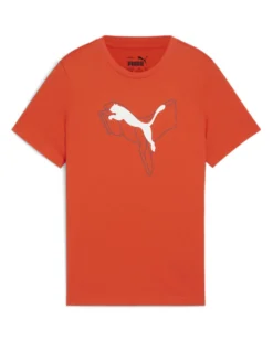 PUMA - T-SHIRT JUNIOR ( 7-16 ANNI)  ARANCIONE ESSENTIAL +LOGO BIANCO - 681841-18