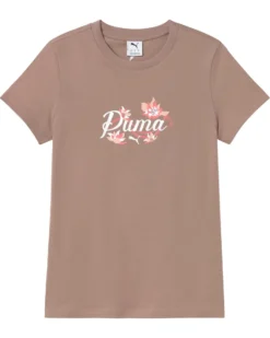 PUMA - T-SHIRT MARRONE ROSATO GRAFICA FLOREALE DA DONNA,  694464-88