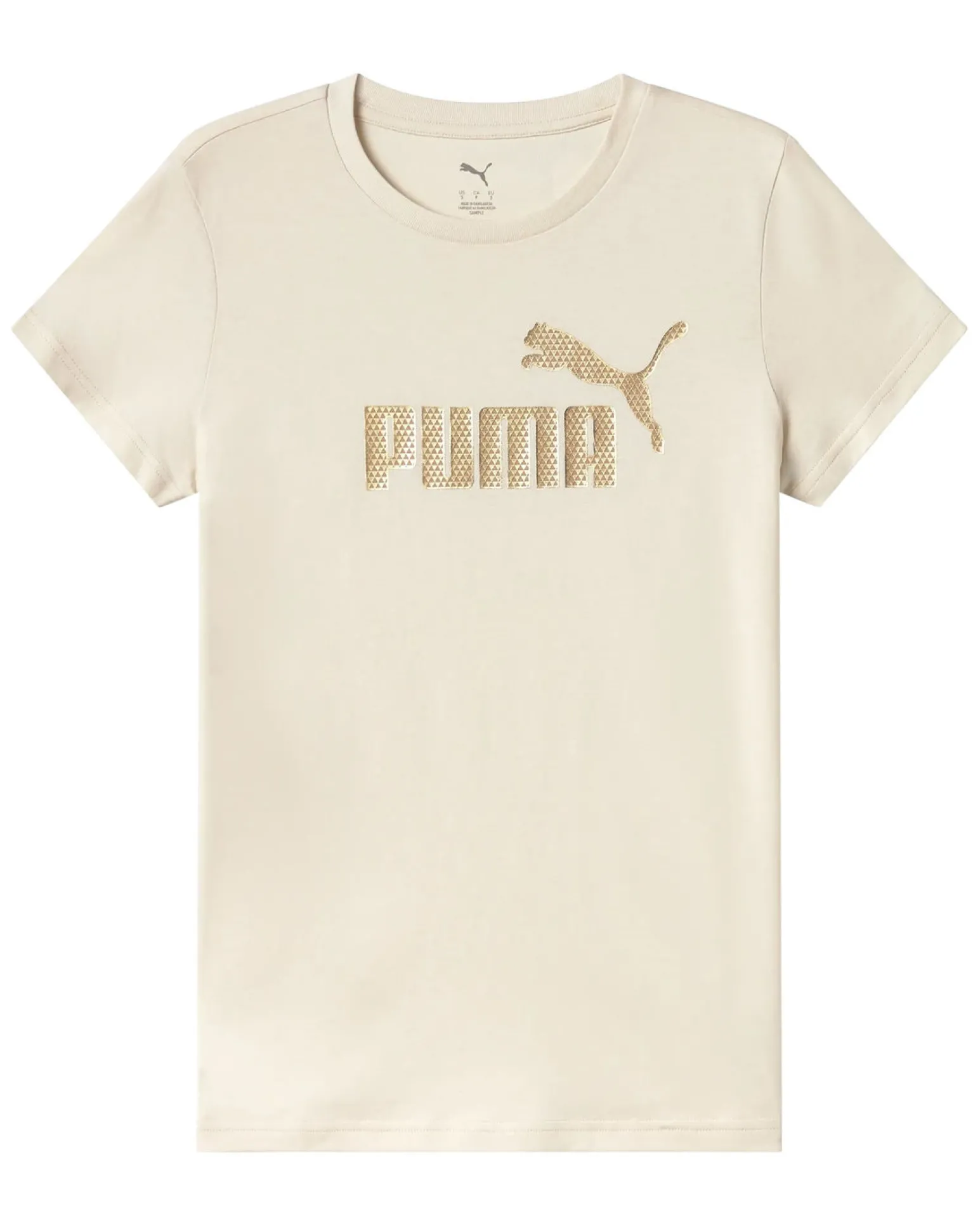 PUMA - T-SHIRT MEZZA MANICA BEIGE ESSENTIAL + TEXTURED FOIL BIG LOGO DA DONNA, 692160-87