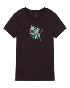 PUMA - T-SHIRT MEZZA MANICA NERA GRAPHIC FLOWERED CAT DA DONNA,  693299-01