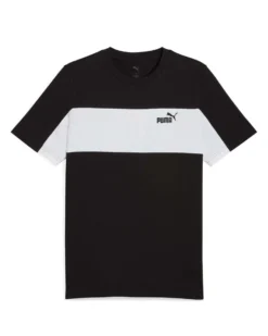 PUMA -T-SHIRT MEZZA MANICA NERA E BIANCA ESSENTIAL BLOCK TEE  DA UOMO, 684685-01