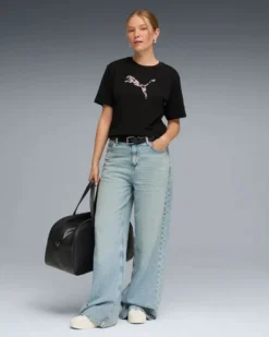 PUMA - T-SHIRT NERA DA DONNA ESSENTIAL ANIMAL TAGLIO MORBIDO 691821-01
