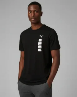 PUMA - T-SHIRT NERA  ESSENTIAL BIG GRAPHIC TEE  DA UOMO, 694939-01
