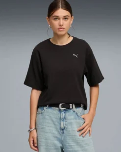 PUMA - T-SHIRT NERA ESSENTIAL ELEVATED RELAXED DA DONNA, 691813-01