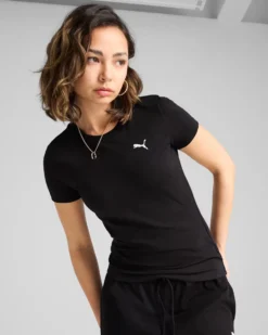 PUMA - T-SHIRT NERA WARDROBE ESS SLIM TEE DA DONNA - 629742-01