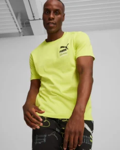 PUMA - T shirt verde lime da uomo con stampa posteriore