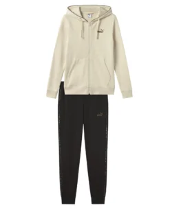 PUMA - TUTA COMPLETA CON CAPPUCCIO BEIGE E NERA ESSENTIAL+ANIMAL FZ HD TR DA DONNA, 689001-87