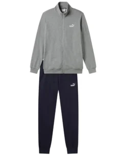 PUMA - TUTA COMPLETA FULL ZIP GRIGIA E NERA  ESSENTIAL SWEAT SUIT - DA UOMO, 684848-53