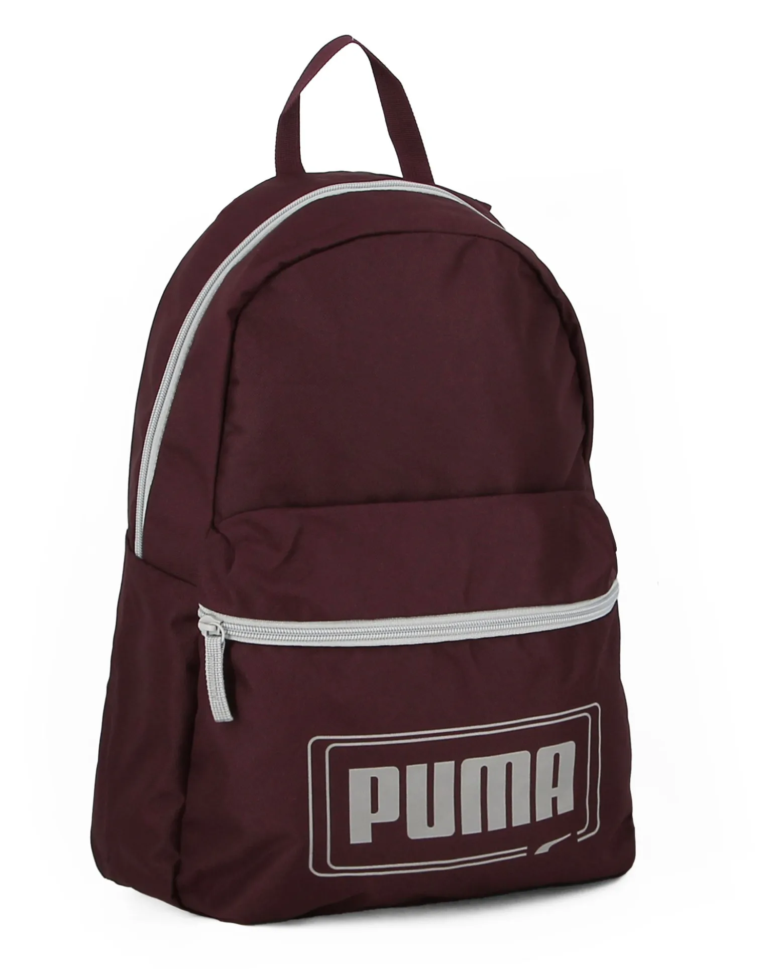 PUMA - Zaino bordeaux e grigio con tasca frontale e spallacci regolabili