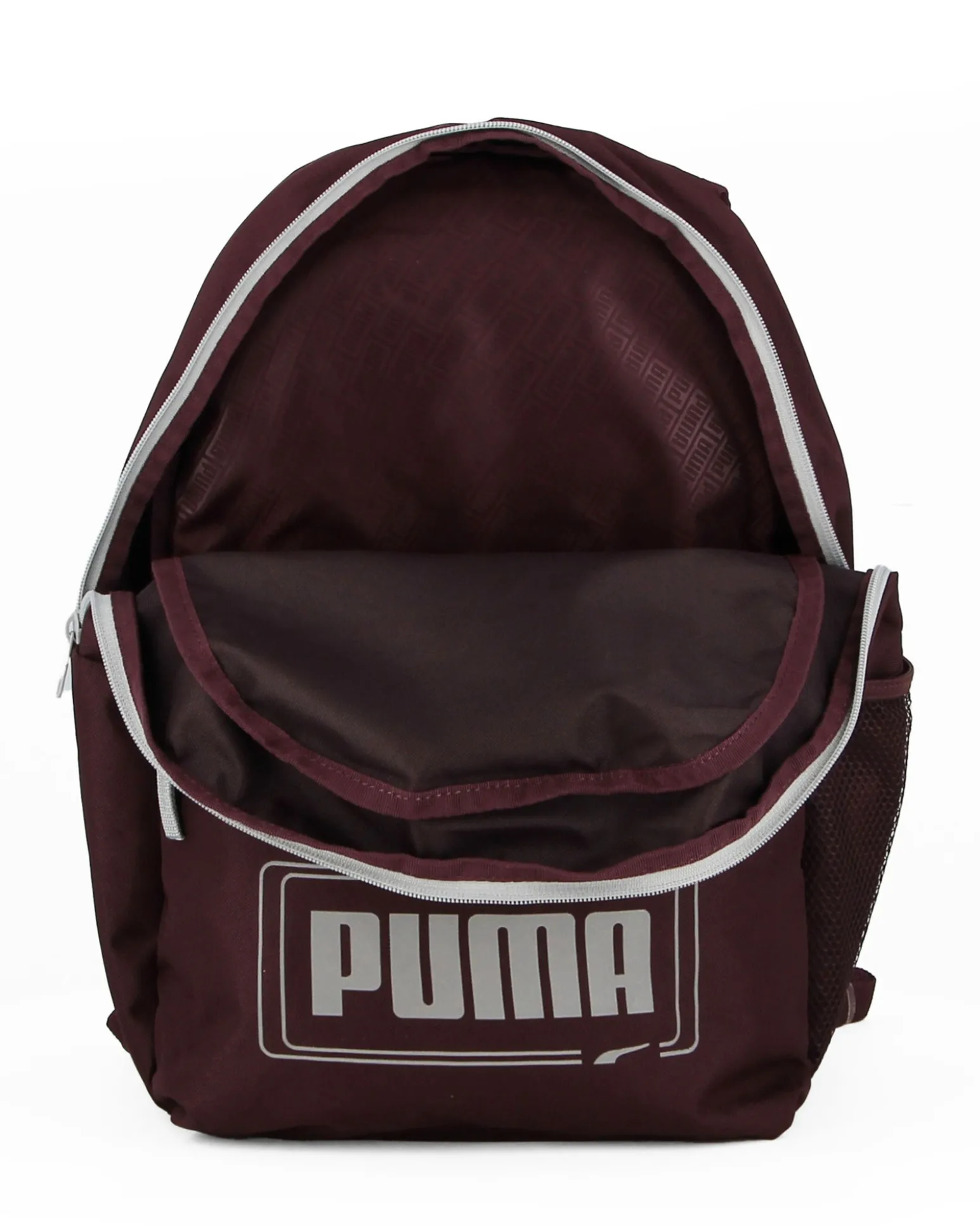 PUMA - Zaino bordeaux e grigio con tasca frontale e spallacci regolabili
