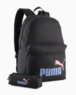 PUMA - ZAINO + BORSELLO NERO PHASE BACKPACK LOGO CELESTE E ROSA, 092190-02