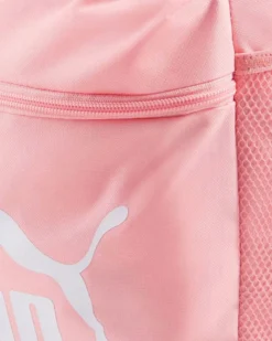 PUMA - Zaino rosa e bianco con tasca laterale e spallacci imbottiti regolabili