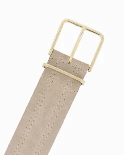 PUNTO FIBBIA - Cinta in camoscio beige con fibbia dorata