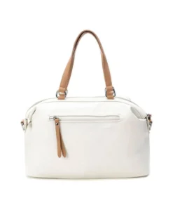 REFRESH - Borsa a mano bianca con logo in rilievo e inserti traforati, tracolla removibile