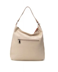 REFRESH - Borsa a spalla beige con tasche frontali e moschettone con ciondoli, tracolla removibile