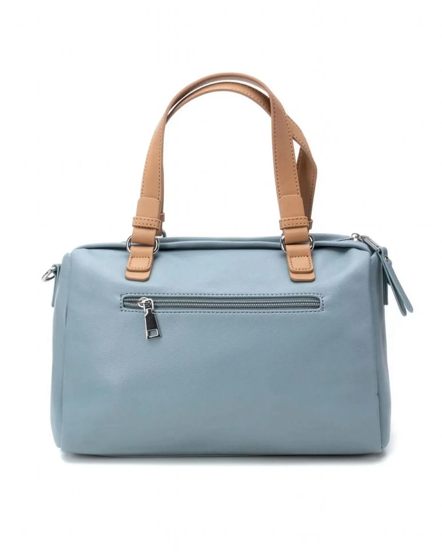 REFRESH - Borsa due manici jeans con tasche frontali e moschettone con ciondoli, tracolla removibile