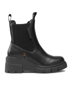 REFRESH - Tronchetto nero con zip laterale e zeppa 6CM