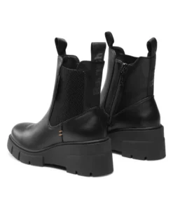 REFRESH - Tronchetto nero con zip laterale e zeppa 6CM