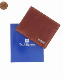 RENATO BALESTRA - Portafoglio nero in VERA PELLE da uomo con pattina e ribaltina interna