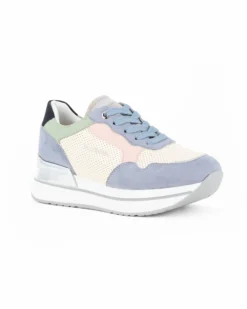 RENATO BALESTRA - Scarpa sneakers beige con soletta estraibile in VERA PELLE, lacci e zip laterale