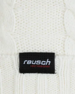 REUSCH - Berretto bianco a maglia con fodera interna in pile e pon e pon - EVE