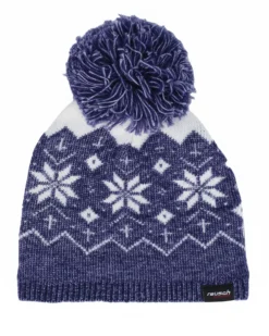 REUSCH - Berretto blu e bianco da donna con pon pon e fodera in pile - JANE