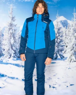 REUSCH - Giacca da sci uomo  blu con cappuccio impermeabile traspirante e antivento